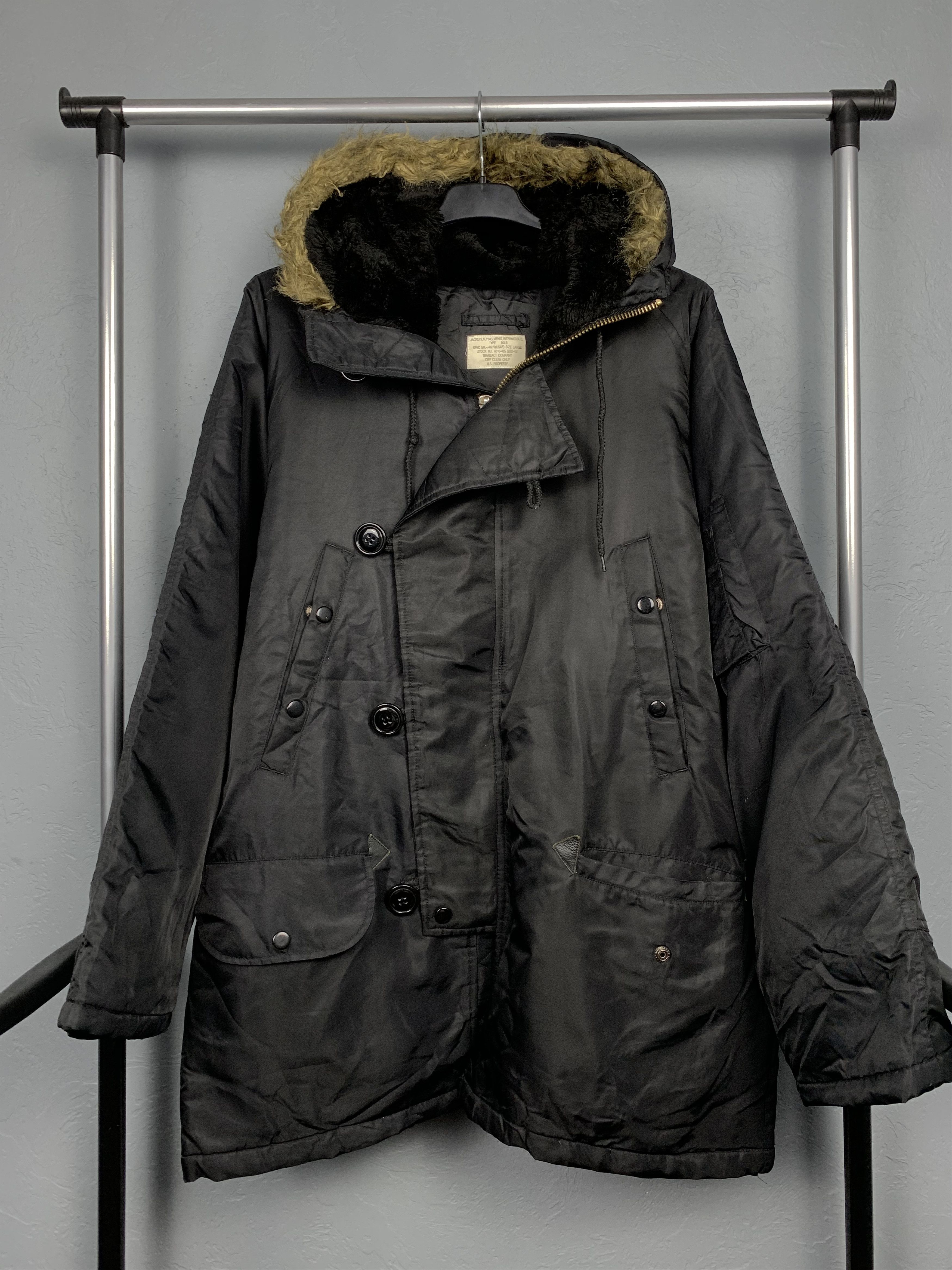 image of Avant Garde x Military Vintage Usaf Air Force Extreme N3B Parka Bomber Fur Jacket in Black (Size Me