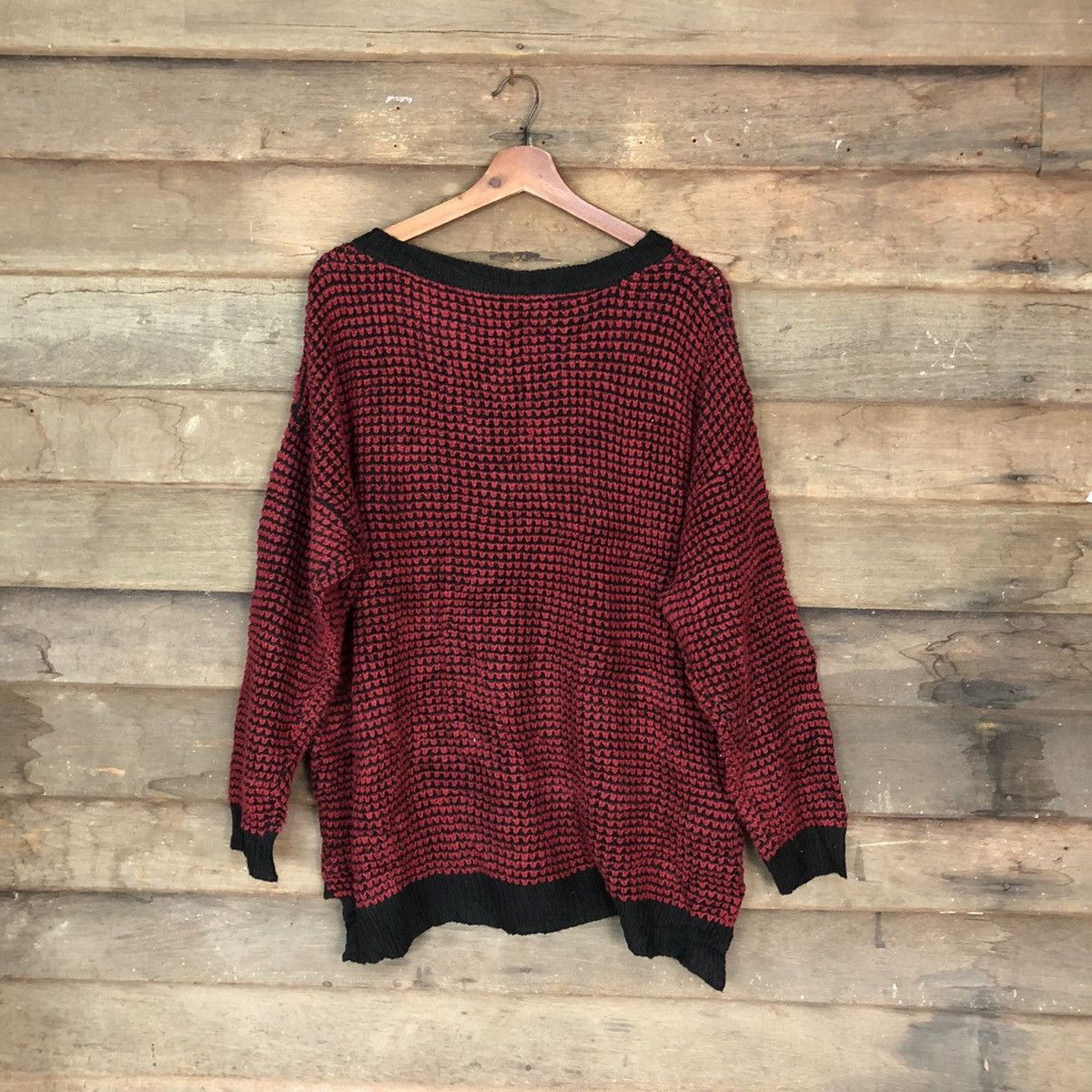 Vintage Japanese Brand Red baggie checkered Knitwear #H024 Size US L / EU 52-54 / 3 - 6 Thumbnail