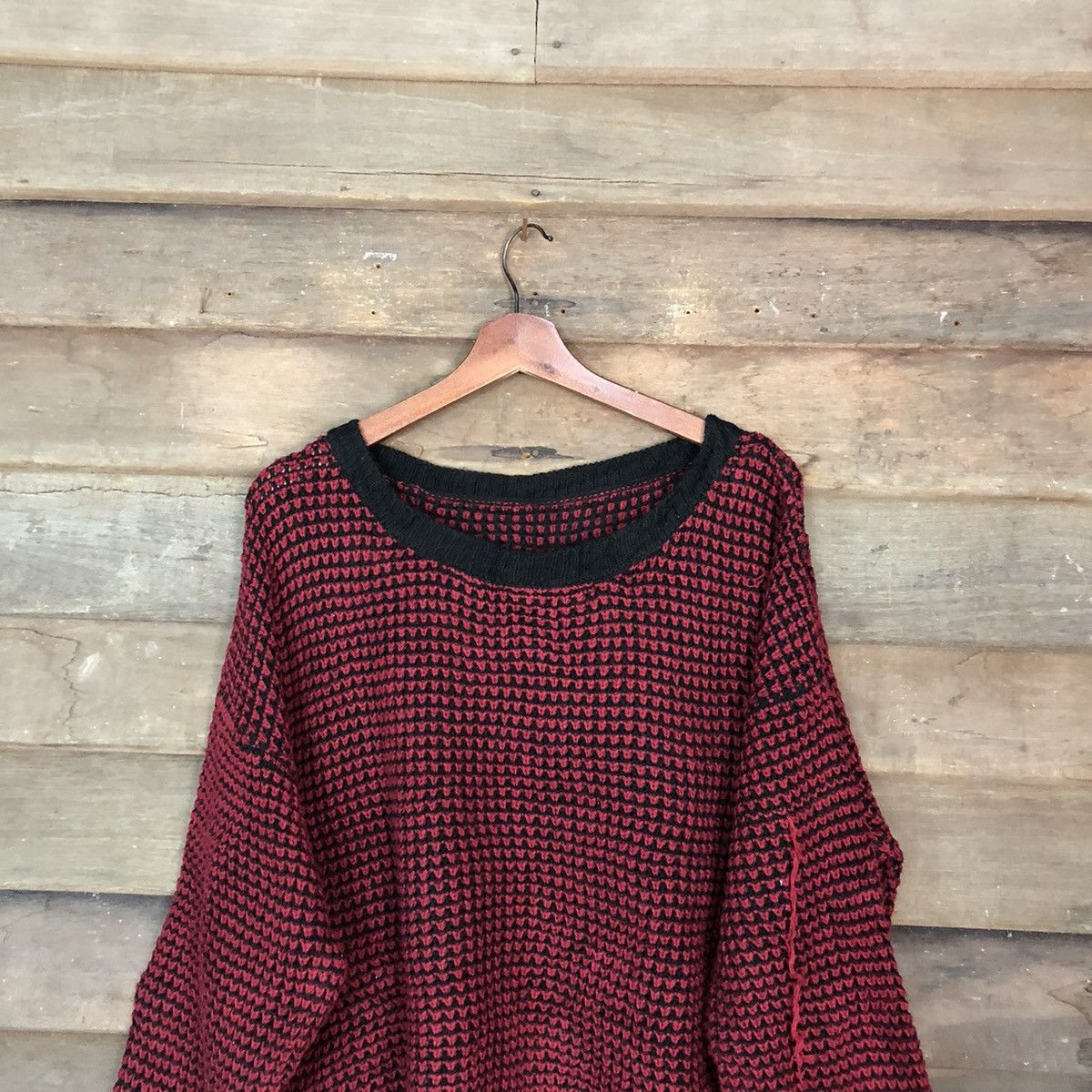 Vintage Japanese Brand Red baggie checkered Knitwear #H024 Size US L / EU 52-54 / 3 - 2 Thumbnail