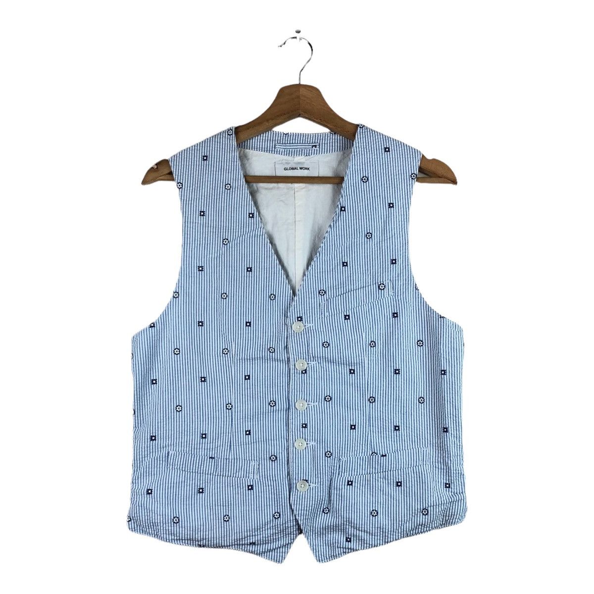 Japanese Brand Global Work Button Up Casual Vest