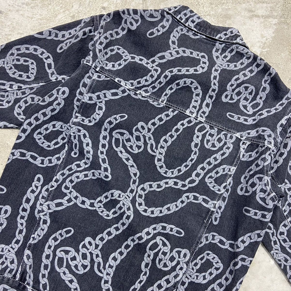 Vintage ARCHIVE VERSACE STYLE KAYCEE CHAINS DENIM JACKET - № 2035 Size US L / EU 52-54 / 3 - 5 Thumbnail