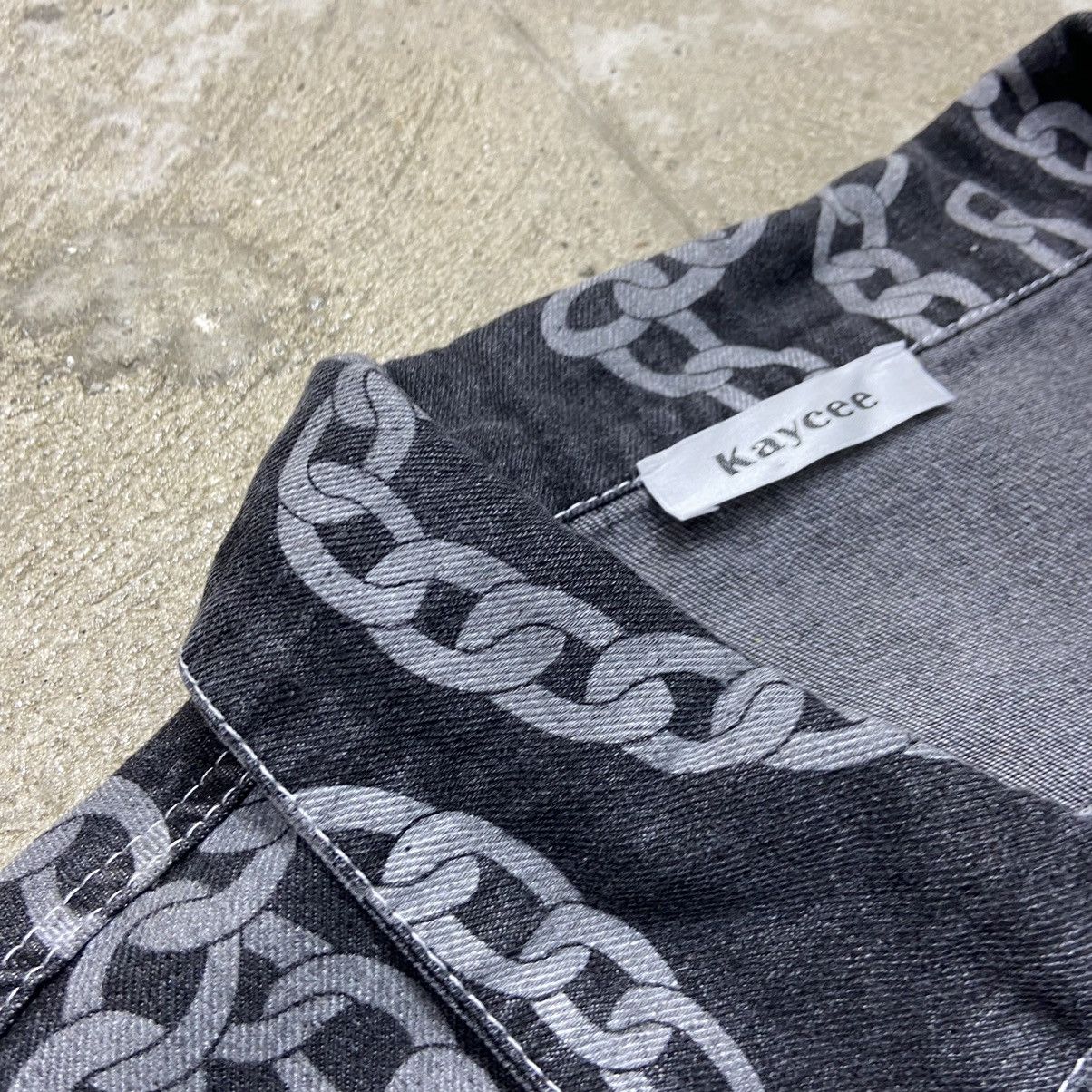 Vintage ARCHIVE VERSACE STYLE KAYCEE CHAINS DENIM JACKET - № 2035 Size US L / EU 52-54 / 3 - 9 Thumbnail