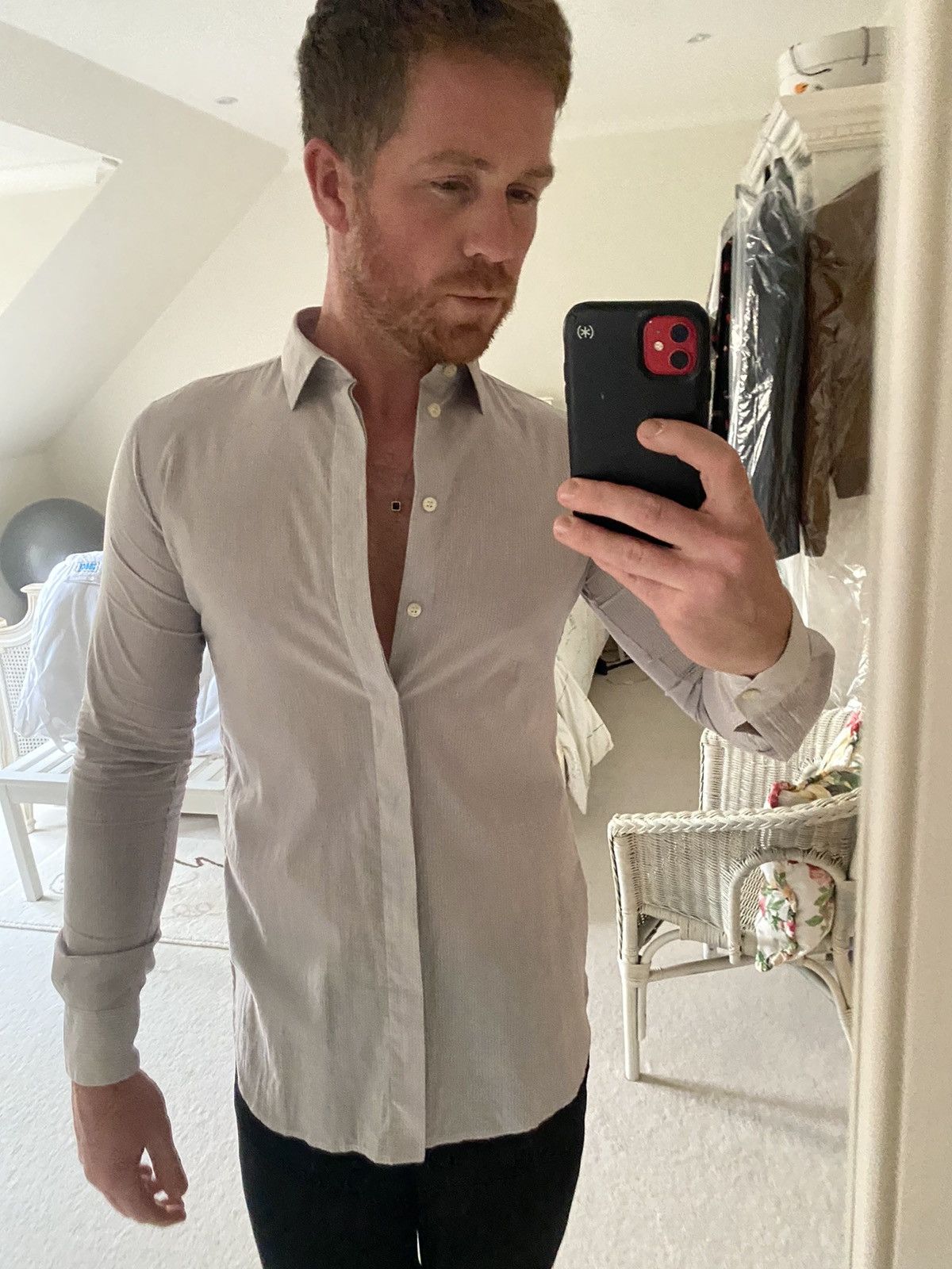 Saint Laurent Paris $890 🤑 SS18 Saint Laurent off white silk blend poplin shirt Size 38R - 4 Thumbnail