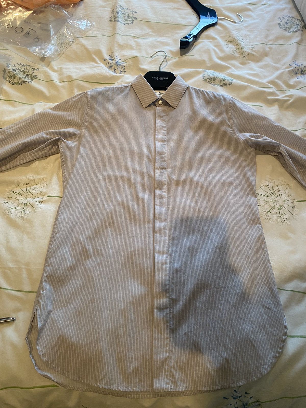 Saint Laurent Paris $890 🤑 SS18 Saint Laurent off white silk blend poplin shirt Size 38R - 10 Thumbnail