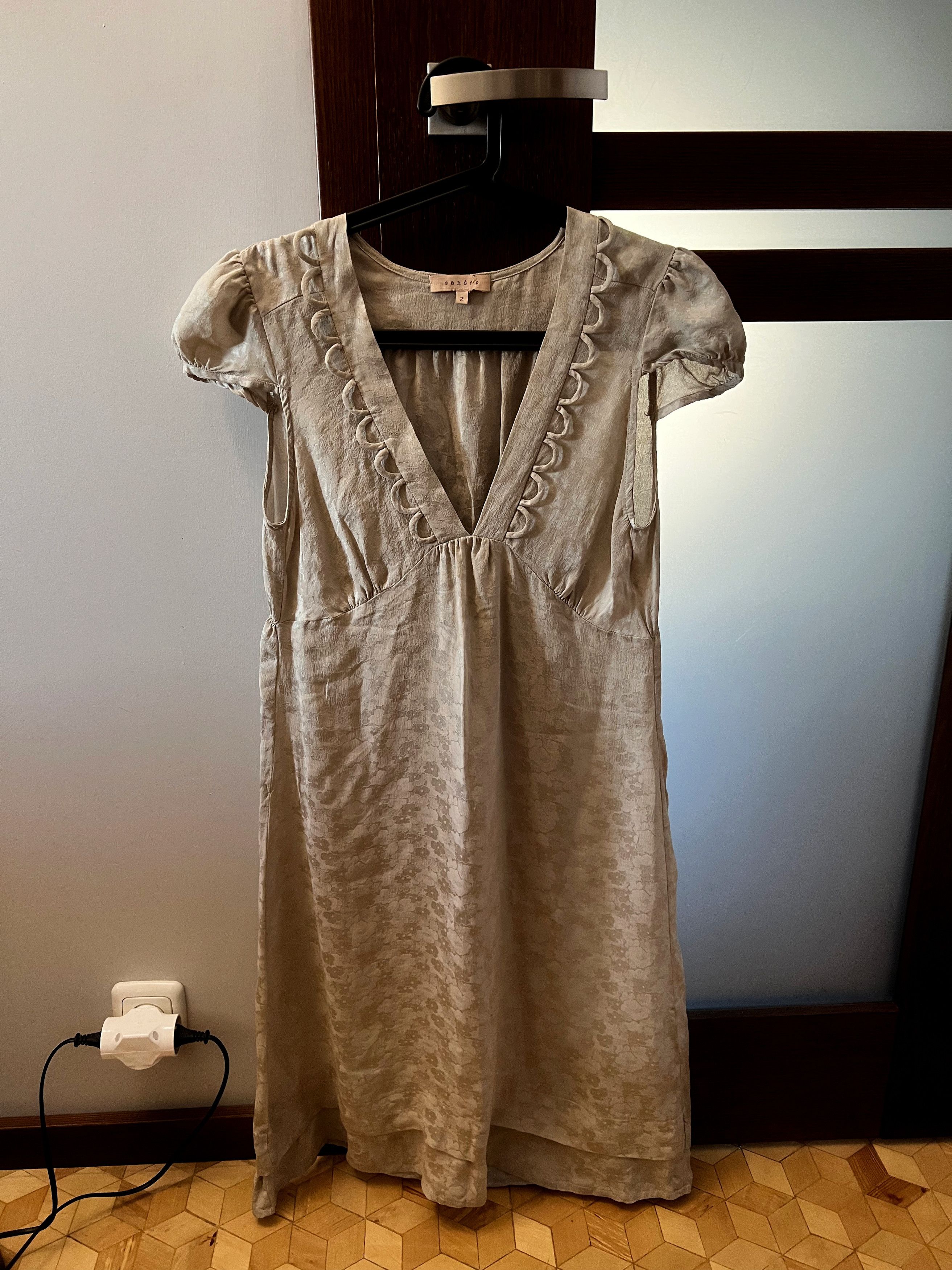 Sandro Paris Cream Pattern Dress M