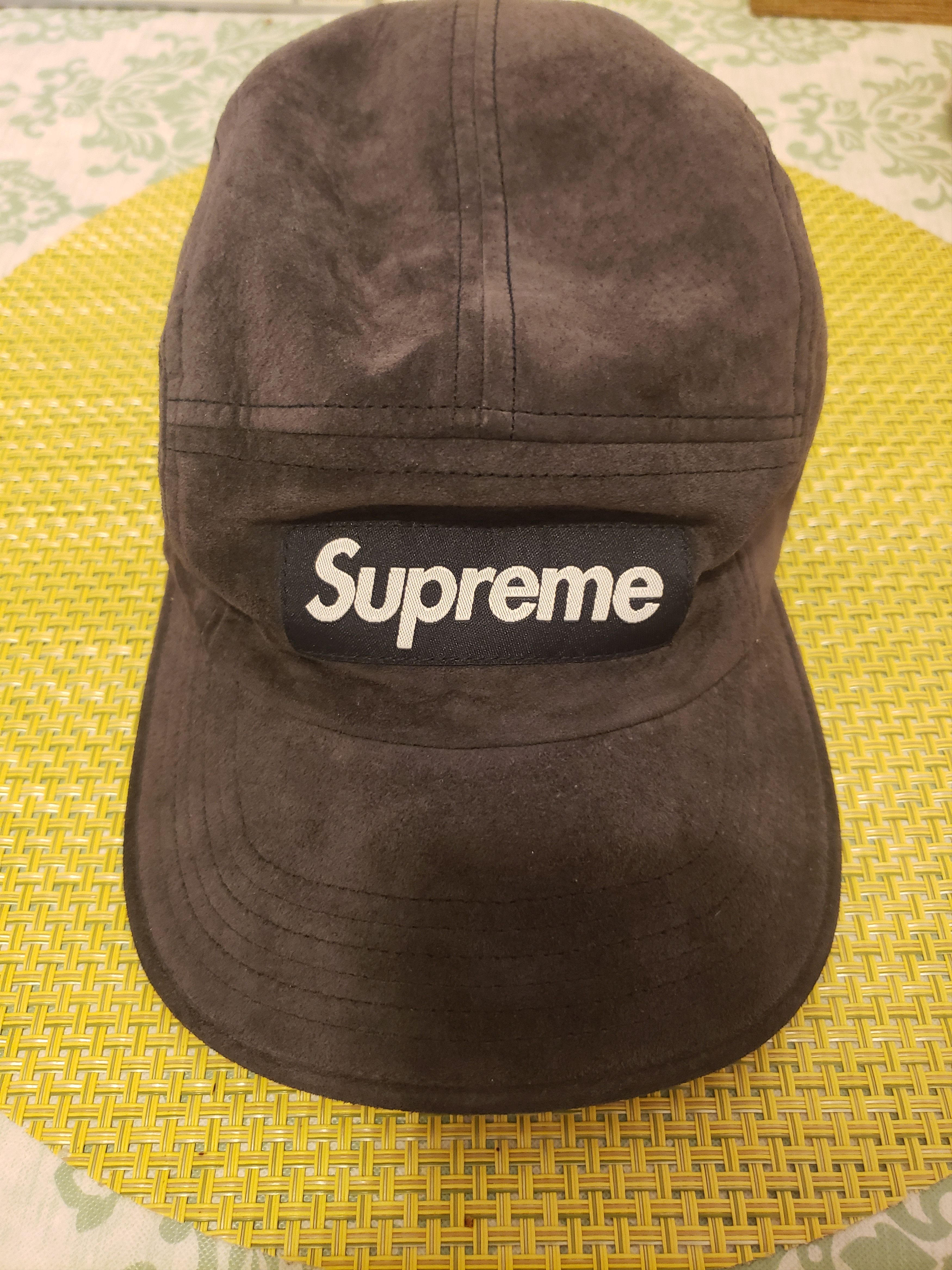 Supreme Suede camp cap Navy SS17