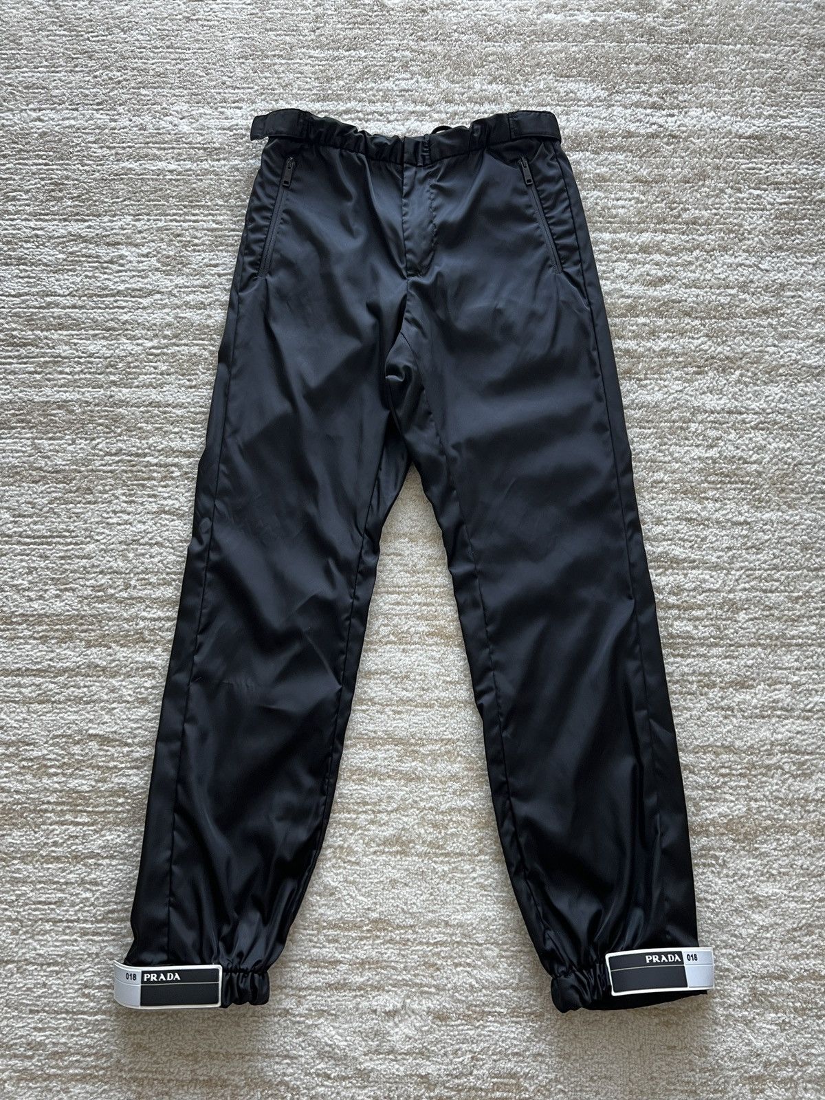 image of Prada Gabardine Nylon Track Pants in Black, Men's (Size 30)