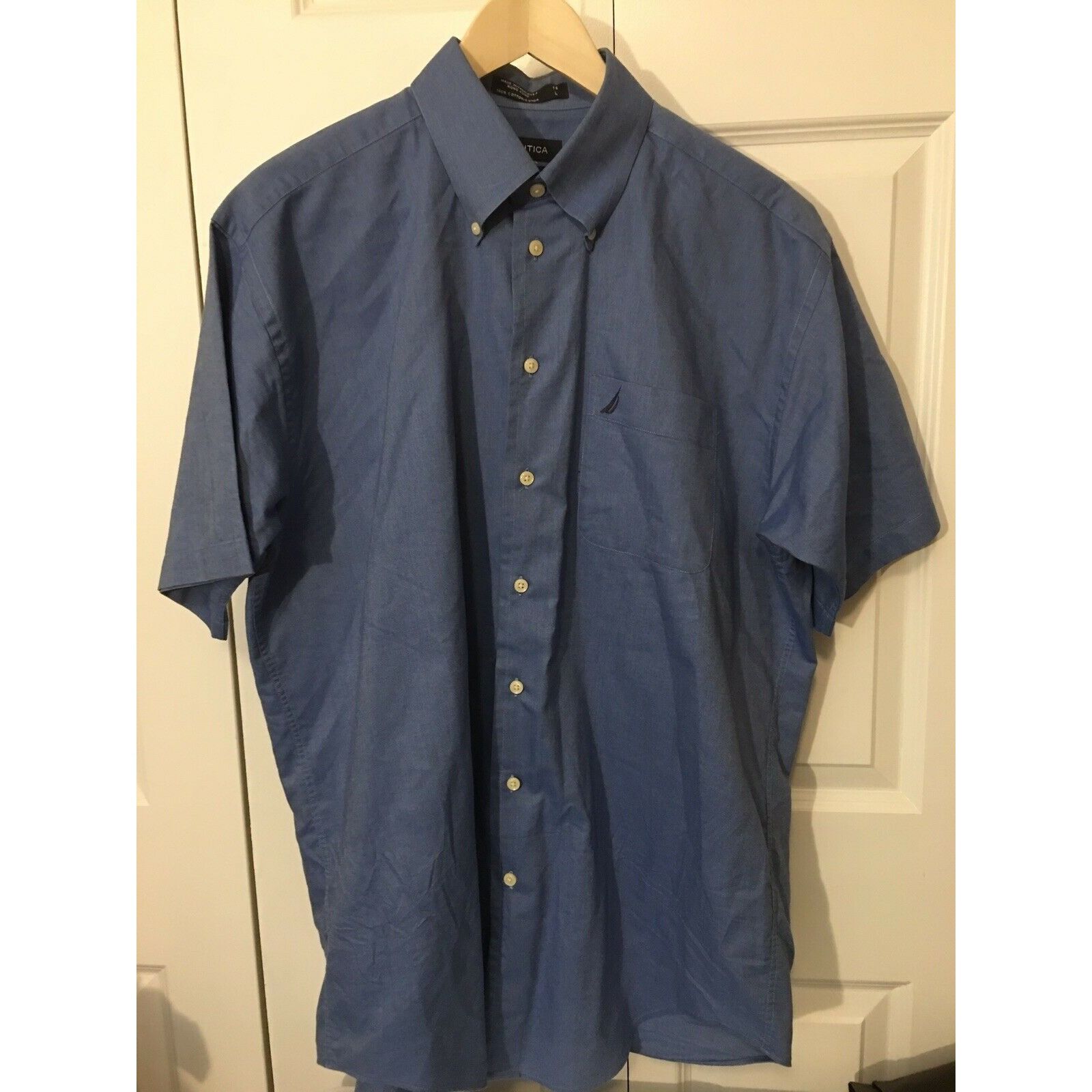 Nautica Vintage Oxford Nautica Men’s Sz L Shirt Blue Short Sleeve Bu Size US L / EU 52-54 / 3 - 1 Thumbnail