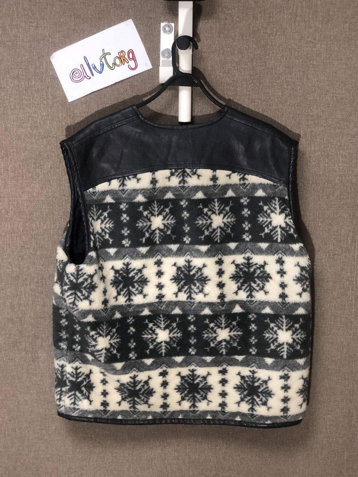 Genuine Leather 80s Vintage “Snow Print”Leather & Fleece Made In Italy Vest Size US XL / EU 56 / 4 - 2 Thumbnail