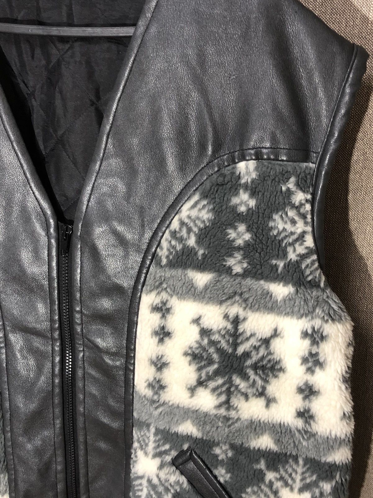 Genuine Leather 80s Vintage “Snow Print”Leather & Fleece Made In Italy Vest Size US XL / EU 56 / 4 - 3 Thumbnail