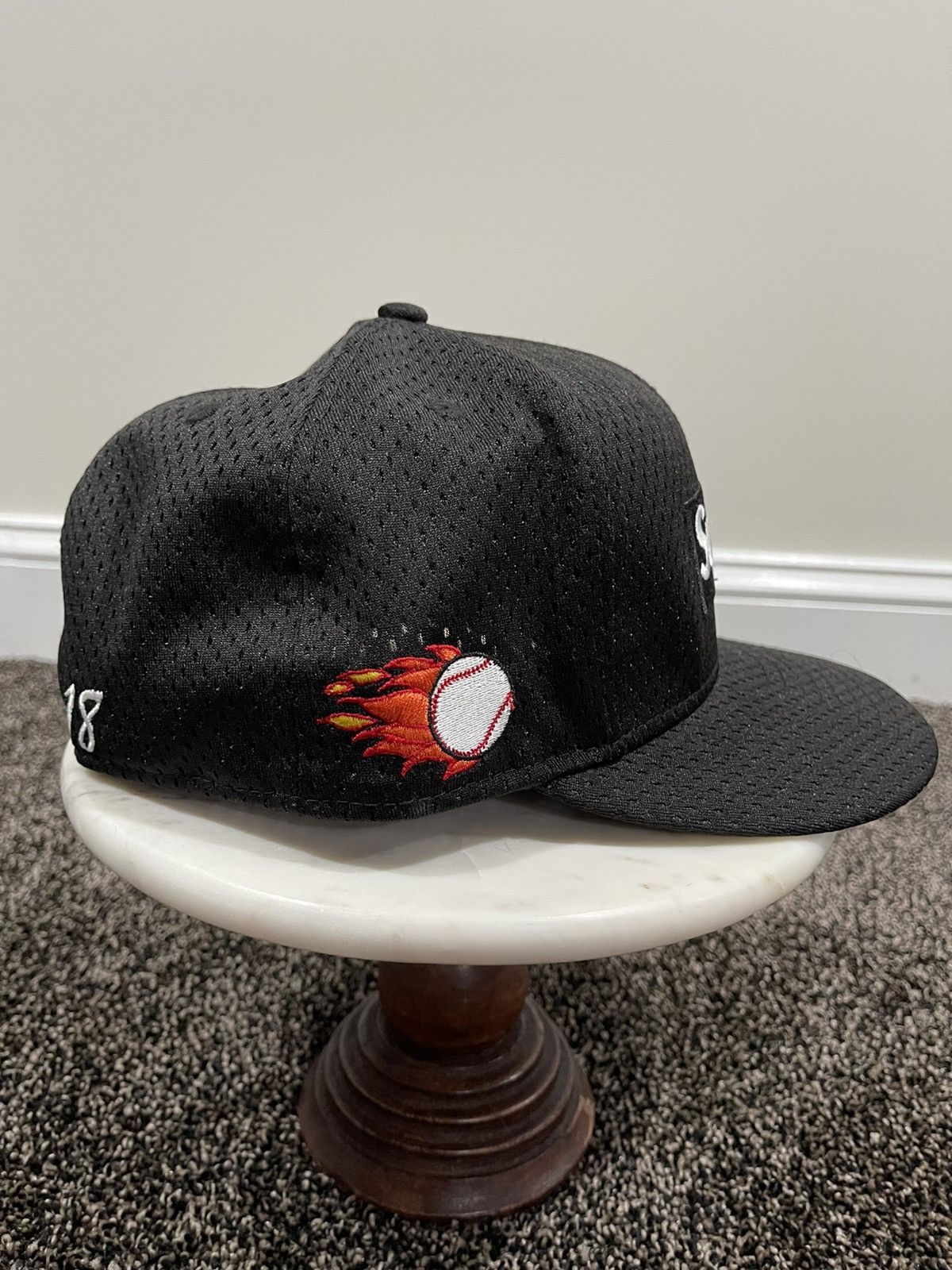 Supreme Supreme New Era SS18 Black Mesh Baseball Fitted Box Logo Hat Size ONE SIZE - 3 Thumbnail