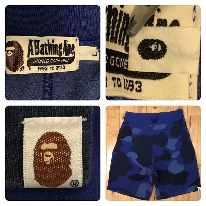 Bape BAPE giant blue camo sweat shorts zoom a bathing ape ☆size L