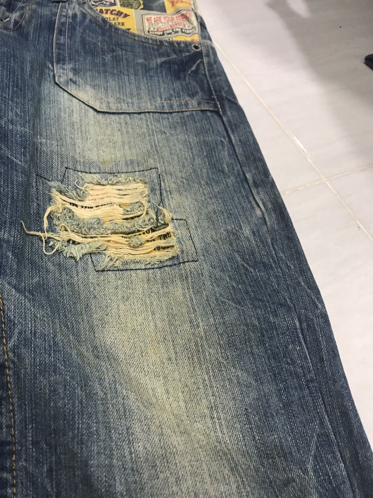 Japan Style Patchy Distressed Denim