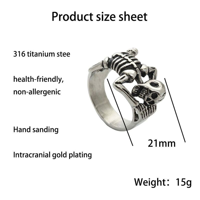 Jewelry Gothic Skull Metal Rings Size ONE SIZE - 5 Thumbnail