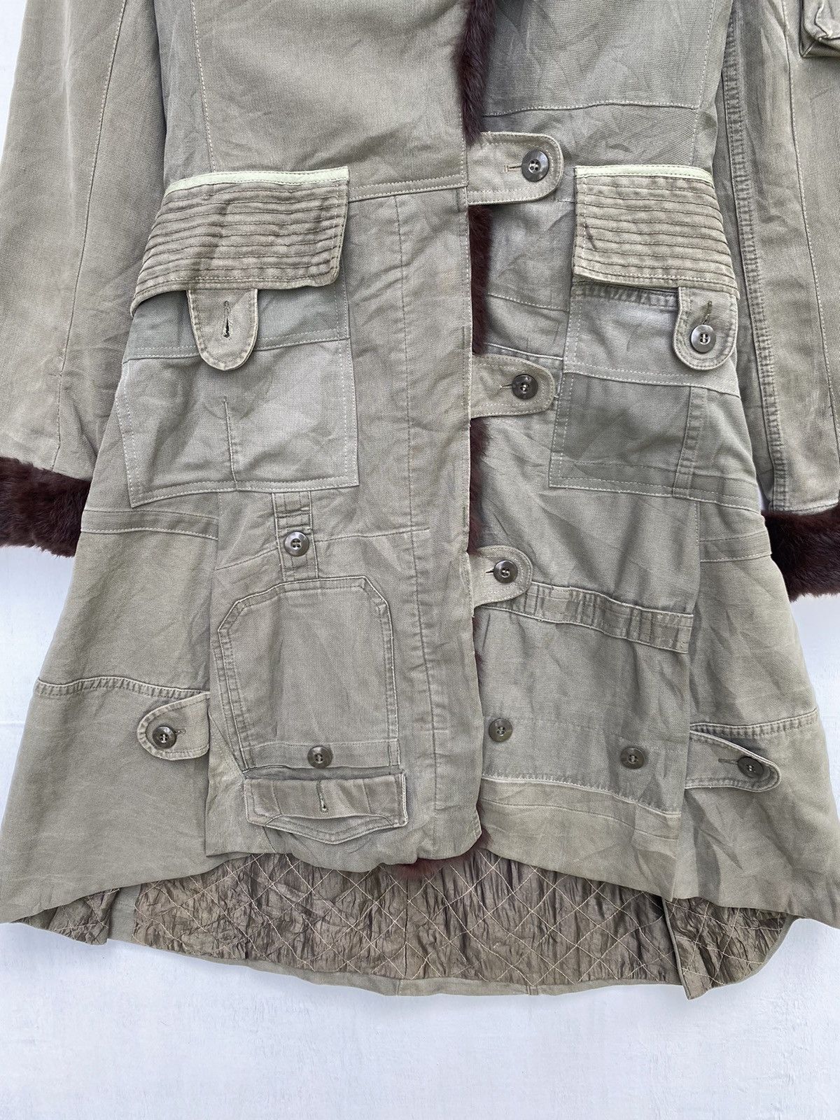 DAVID NAMAN MAYER LONG JACKET RABBIT FUR MULTI POCKET DESIGN Size XS / US 0-2 / IT 36-38 - 4 Thumbnail