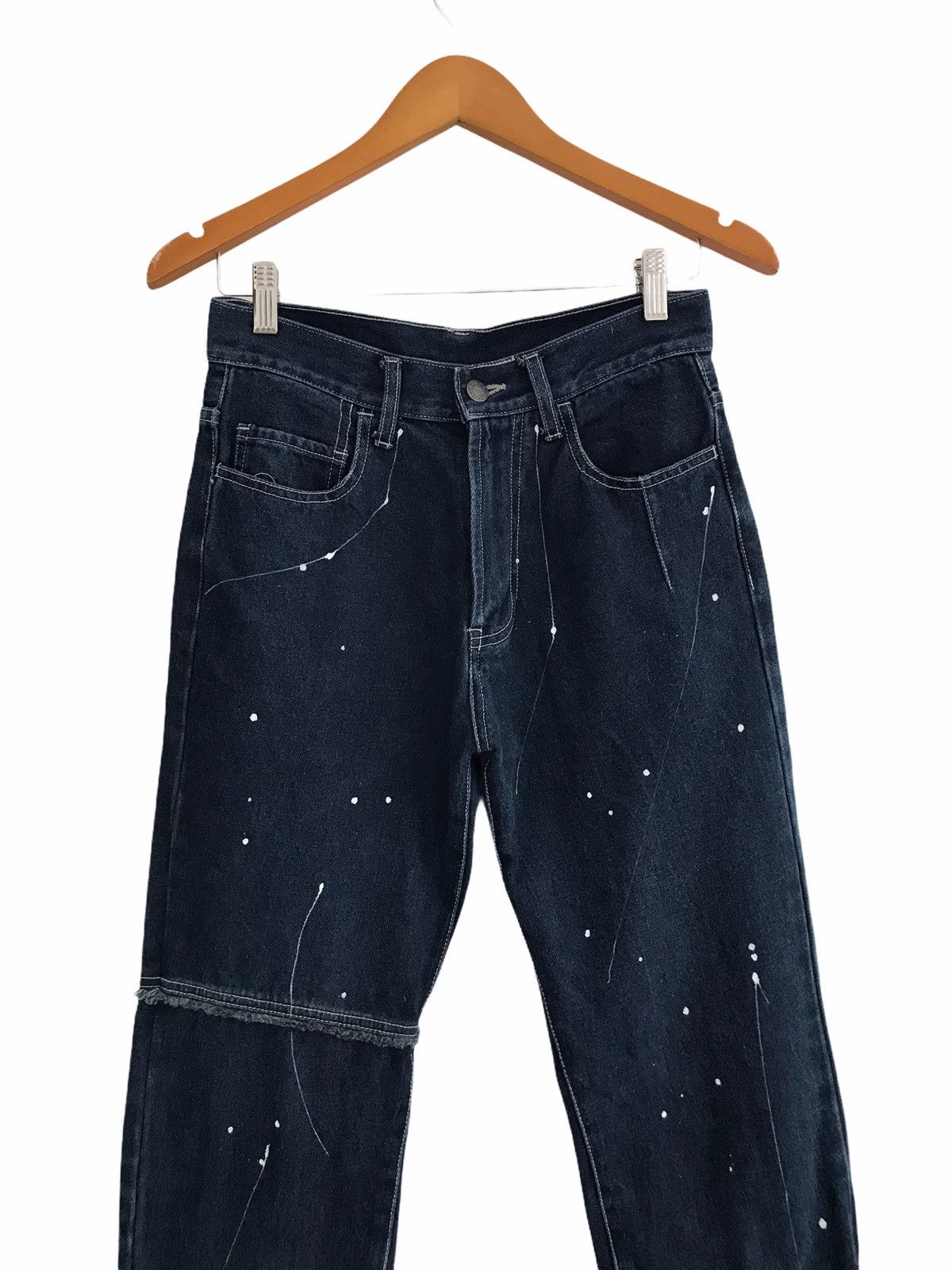 Japanese Brand Vache Hagi Patchwork Paint Splatter Slim Jeans Size US 28 / EU 44 - 2 Thumbnail