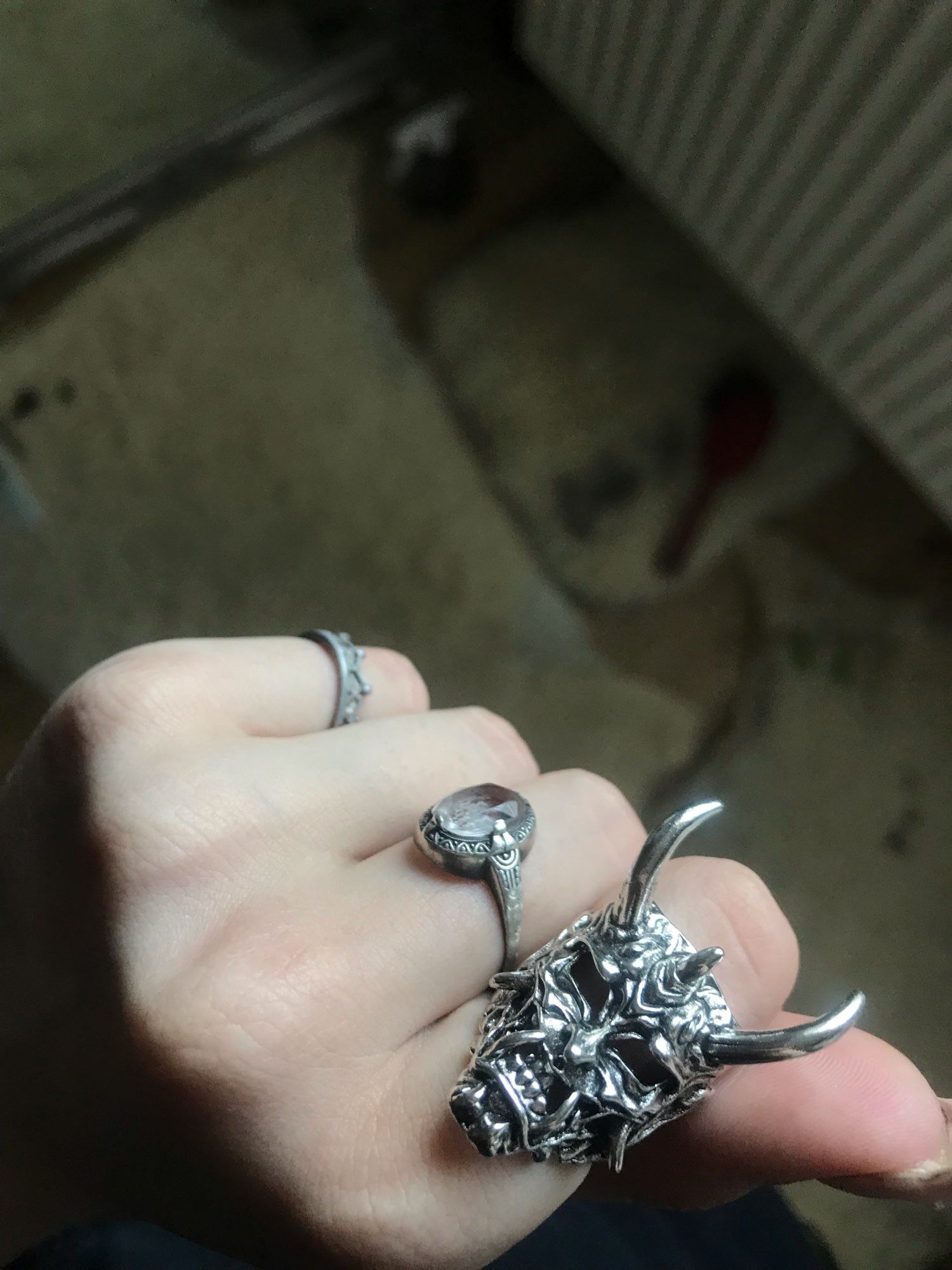 Jewelry Demon Anger Skull Ring Size ONE SIZE - 6 Thumbnail
