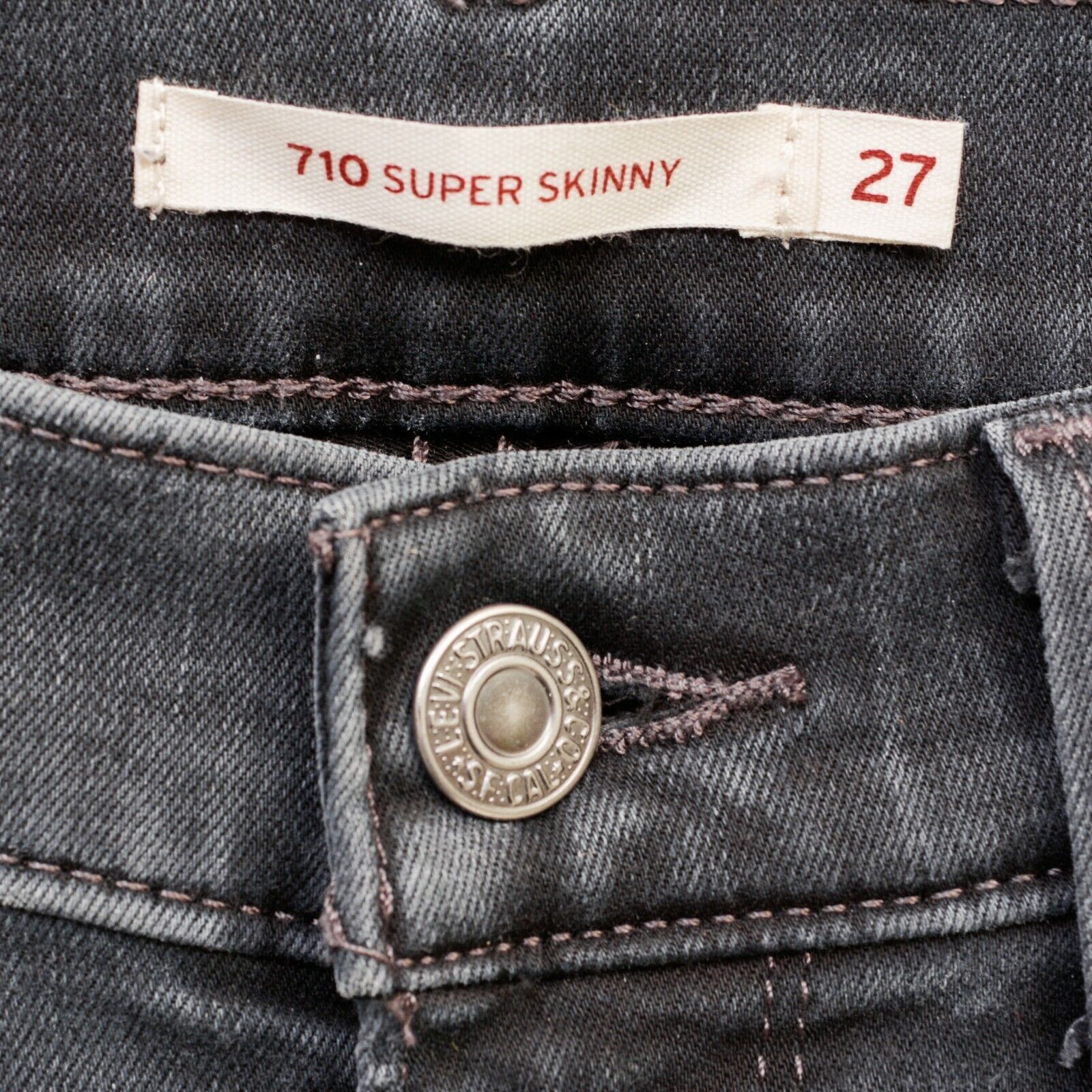 Levi's 710 Super Skinny W27 L33 Mid Rise Jeans Trousers Pants Slim Size 27" / US 4 / IT 40 - 5 Thumbnail