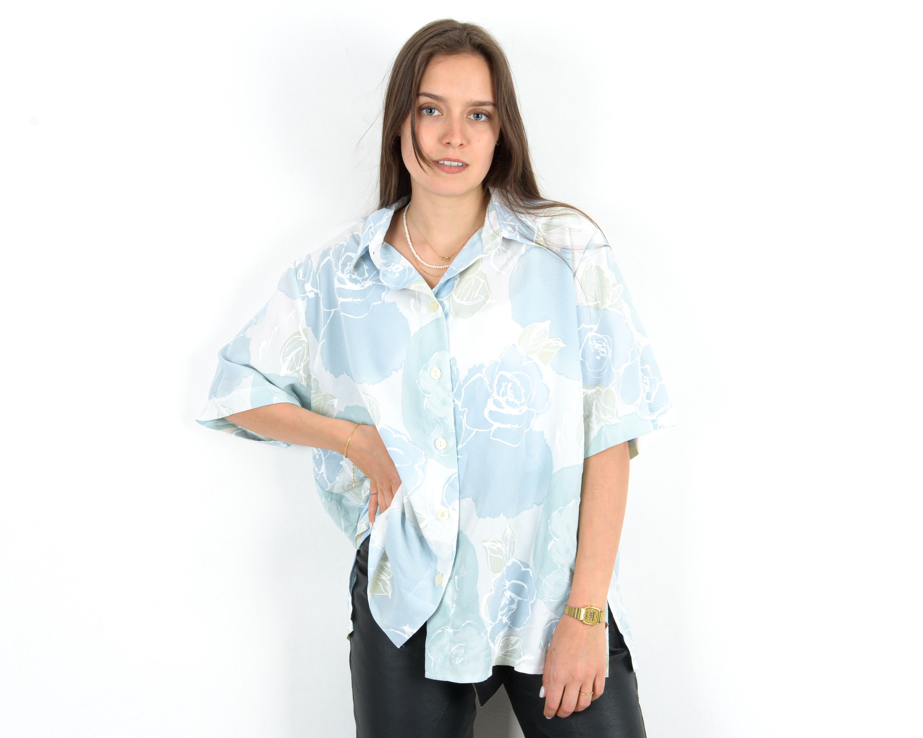Other × Vintage Funky Hawaii Blouse Shirt UK 20 Button Up US 16 VTG EU 48 Size XL / US 12-14 / IT 48-50 - 1 Thumbnail