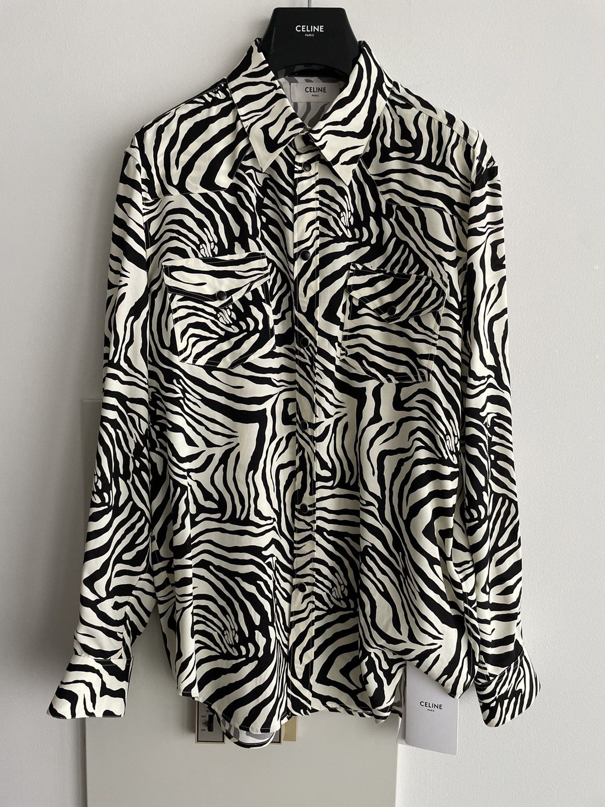 Celine × Hedi Slimane × Yves Saint Laurent $1k+ Limited Runway 2019 FW Hedi Slimane Runway Zebra Shirt Size US L / EU 52-54 / 3 - 5 Thumbnail