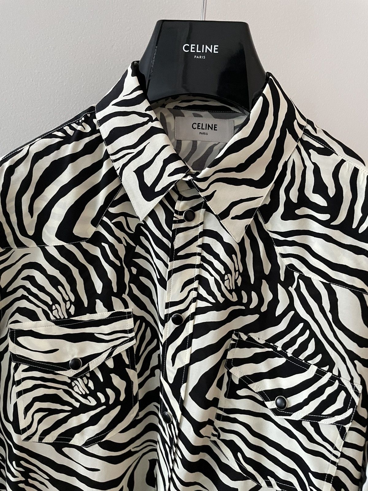 Celine × Hedi Slimane × Yves Saint Laurent $1k+ Limited Runway 2019 FW Hedi Slimane Runway Zebra Shirt Size US L / EU 52-54 / 3 - 16 Thumbnail