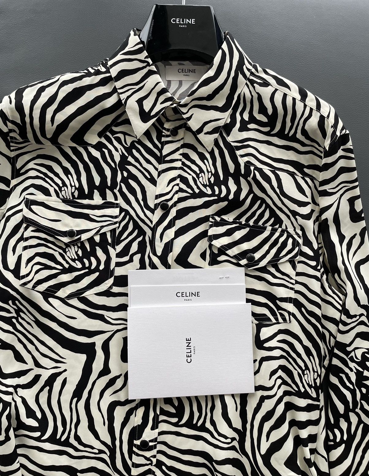 Celine × Hedi Slimane × Yves Saint Laurent $1k+ Limited Runway 2019 FW Hedi Slimane Runway Zebra Shirt Size US L / EU 52-54 / 3 - 1 Thumbnail