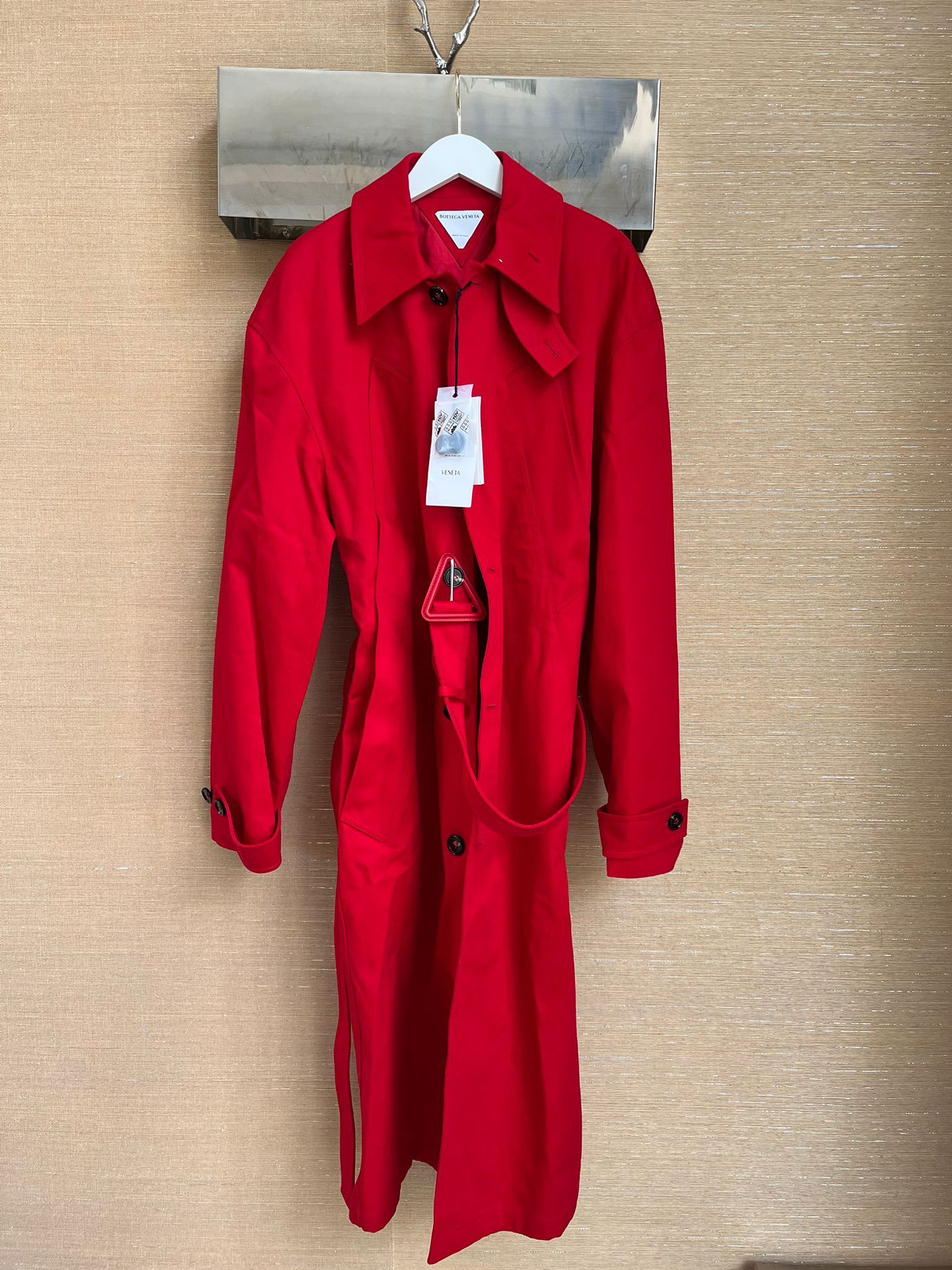 Belted Trench in Heavy Cotton Twill in Lipstick Red
