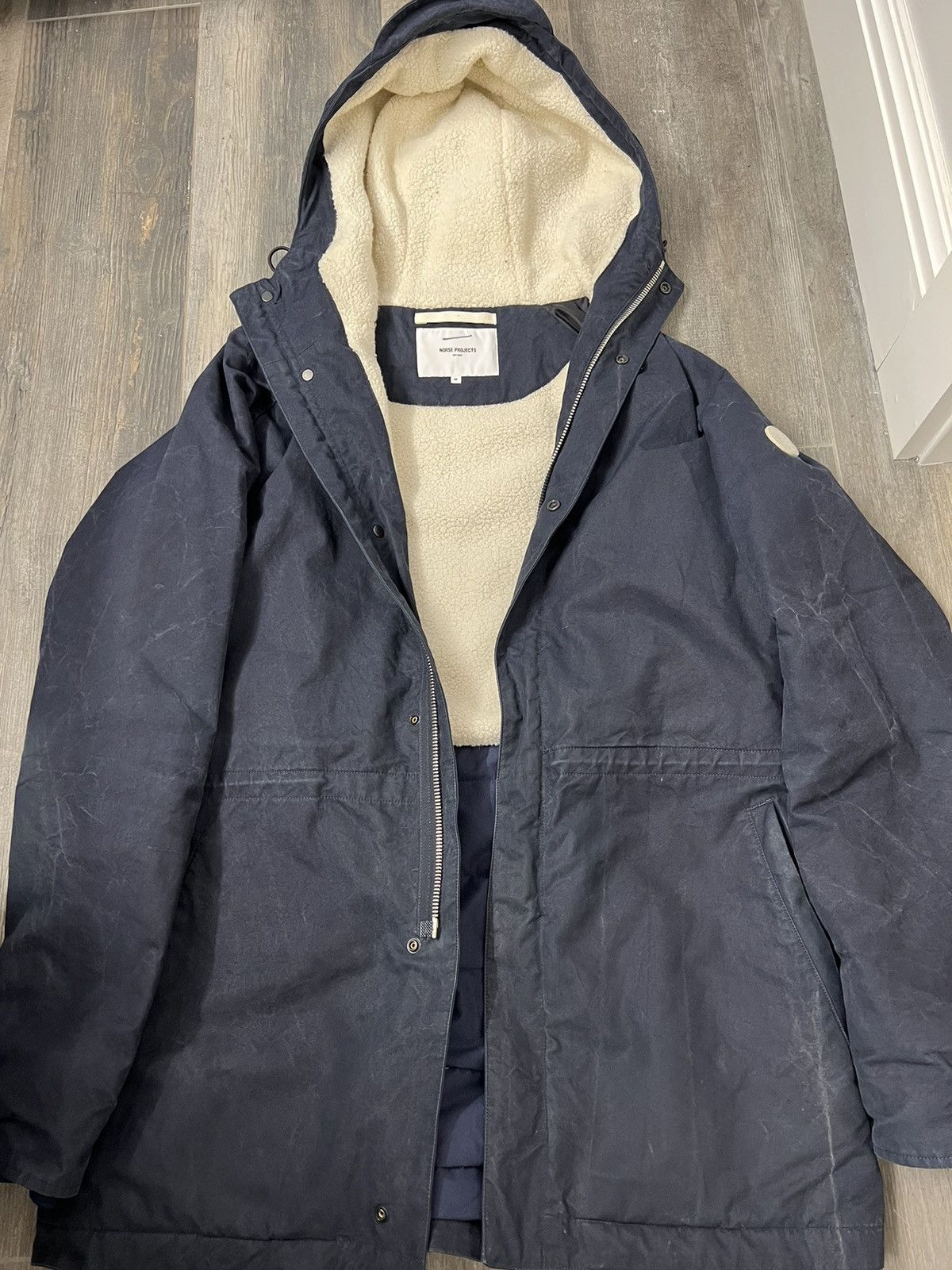 Manteau En Laine Norse Projects - Taille S, Couleur Bleu, Neuf Sans étiquettes