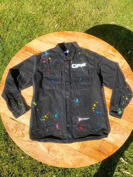 Off white paint splatter hotsell denim jacket