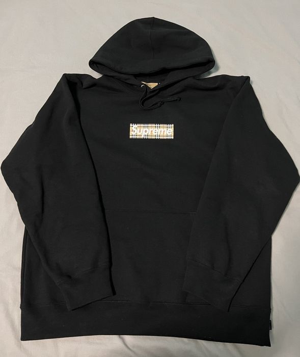 Supreme Supreme Burberry Box Logo Hooded Sweatshirt Black | Grailed