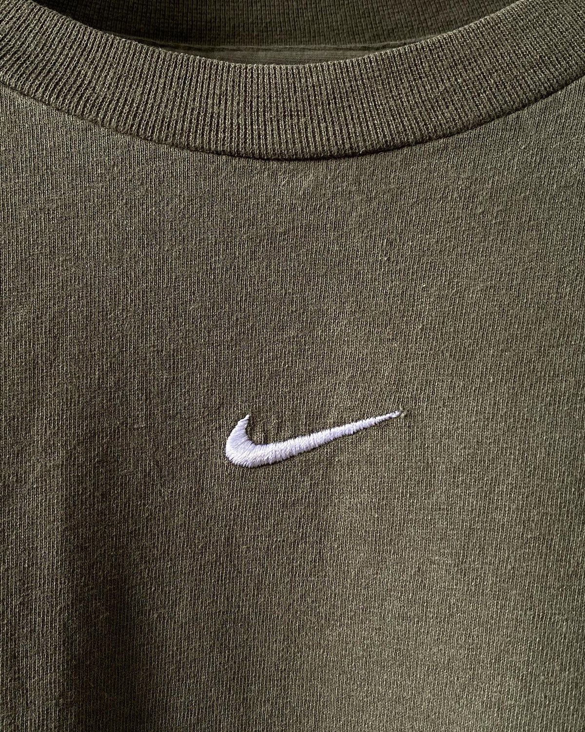 Nike × Vintage Vintage Y2K Olive Green Nike Center Swoosh Long Sleeve Tee Size US XL / EU 56 / 4 - 5 Thumbnail
