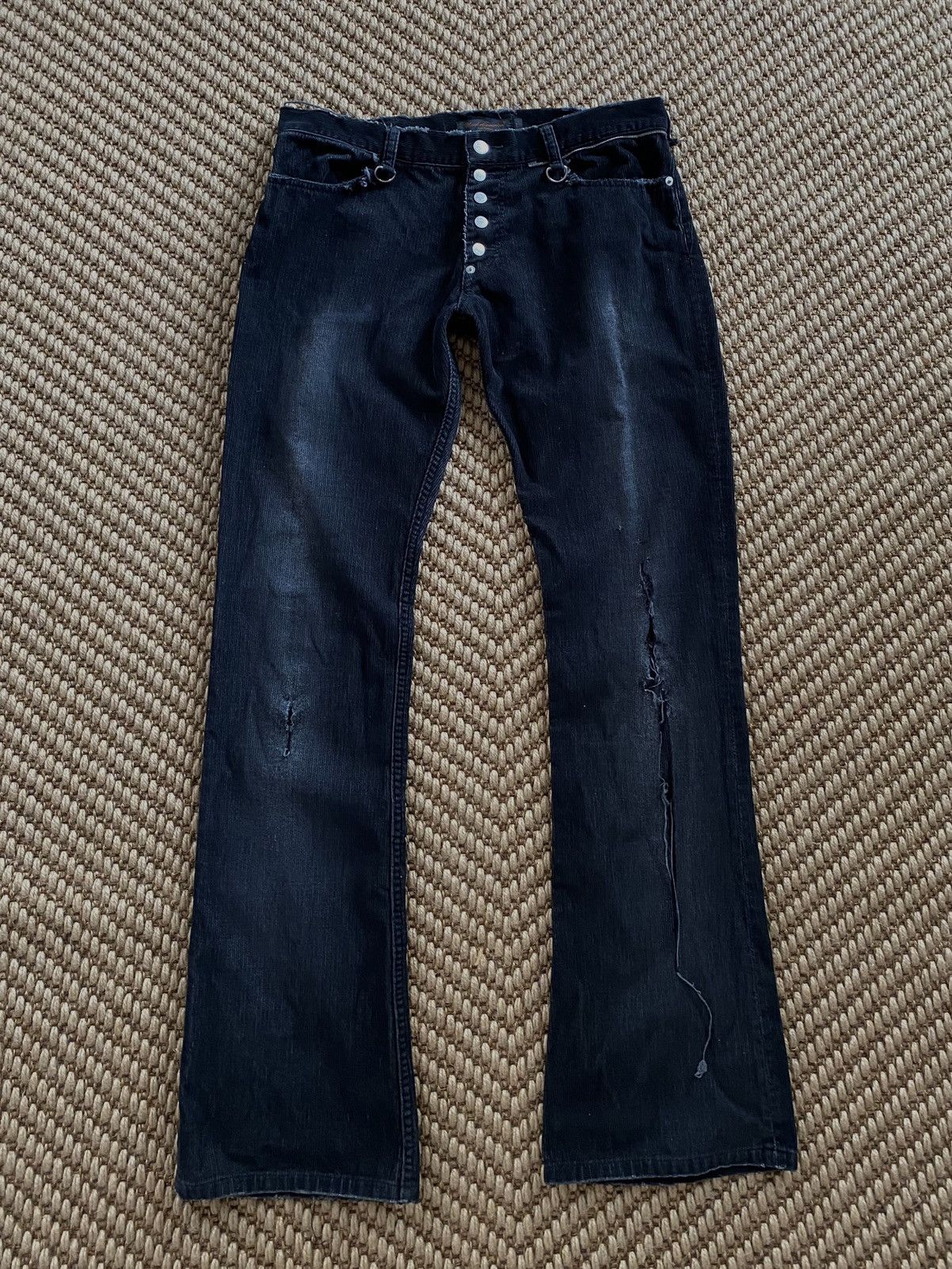 SS03 'Scab' Distressed Corduroy Flare Jeans