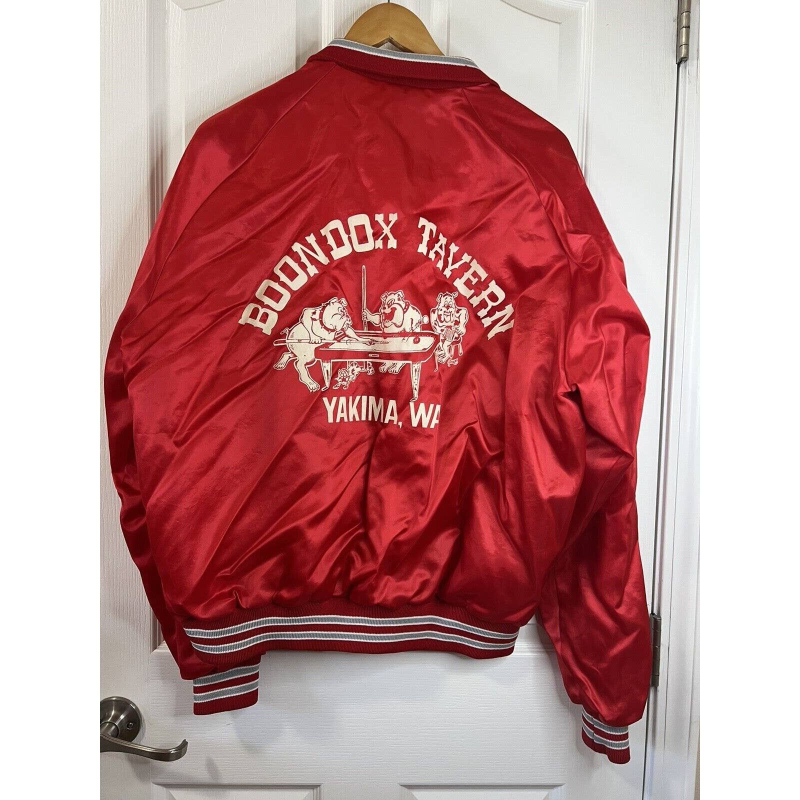 Retro Jacket Vintage Boondox Tavern Made in USA Satin Jacket 1980's