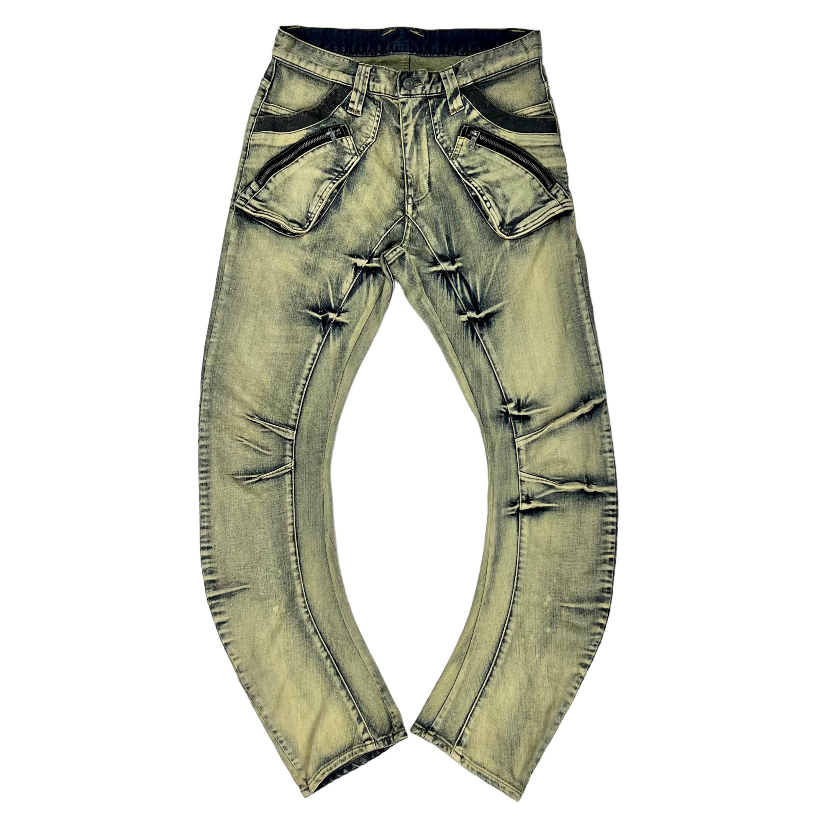 PPFM Zipper J Curve Leg Distressed Denim | Grailed