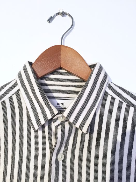AMI Grey and White Stripe Flannel Shirt Size US S / EU 44-46 / 1 - 1 Preview