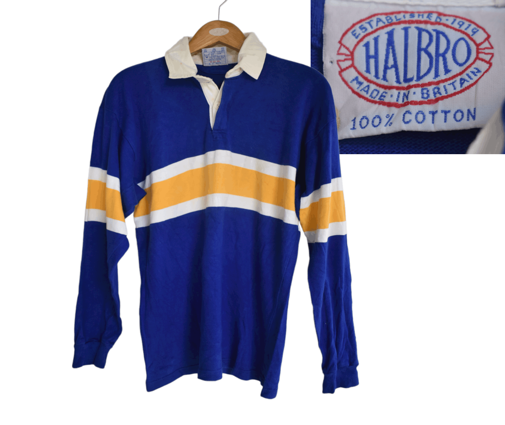 Vintage A099 Vintage 80s HALBRO Rugby Britain Sweatshirt Sportwear Size US M / EU 48-50 / 2 - 1 Thumbnail