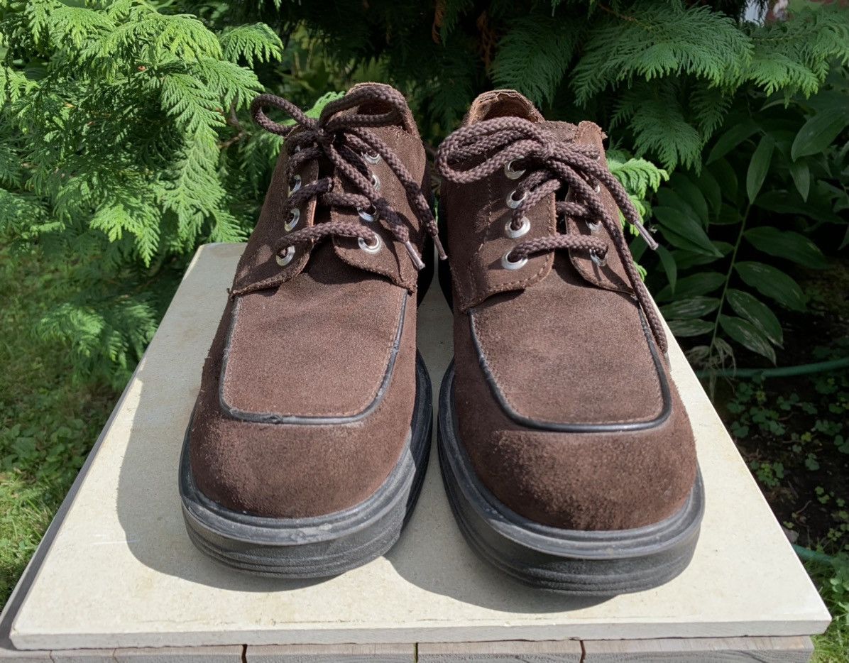 Japanese Brand × Vintage 90s Vintage Brown Suede Heeled Lace Up Platform Derby Boots Size US 8.5 / EU 41-42 - 5 Thumbnail