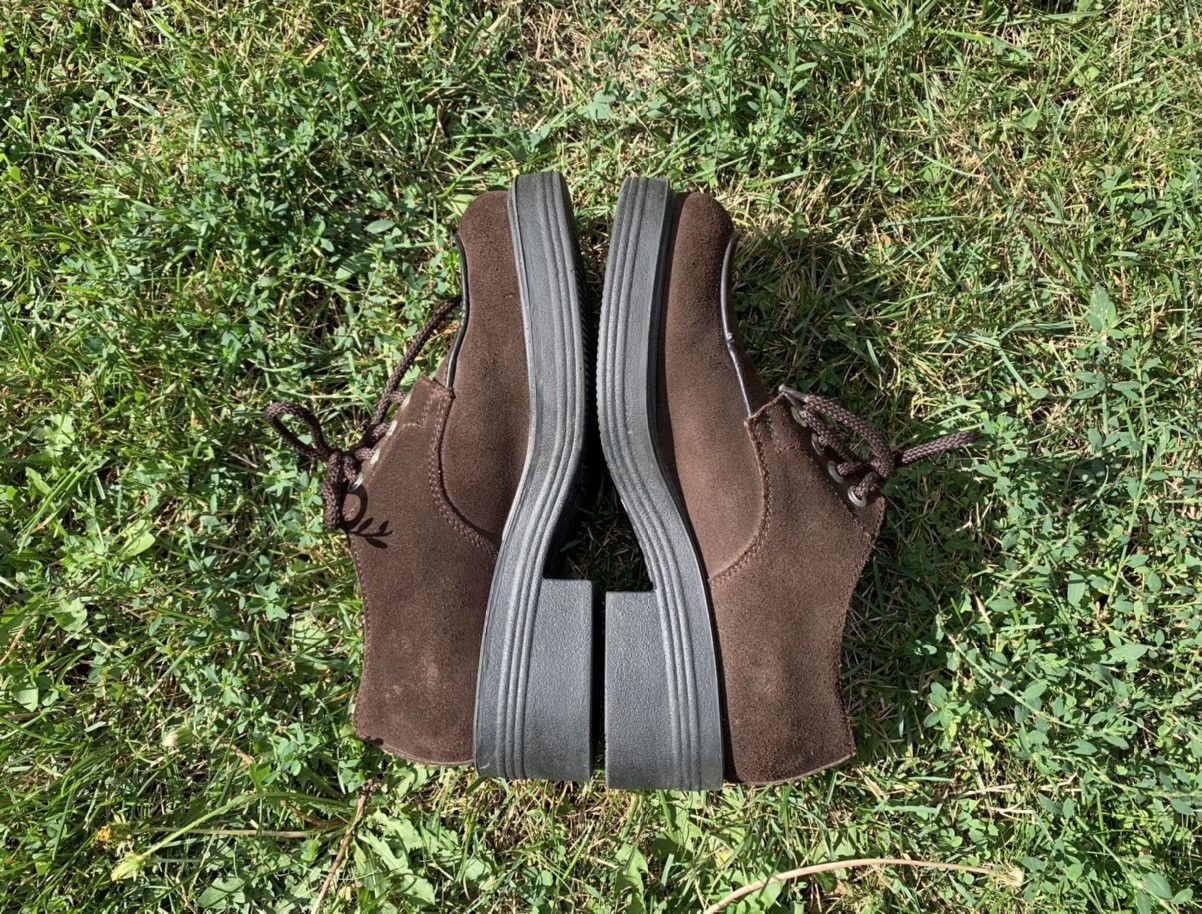 Japanese Brand × Vintage 90s Vintage Brown Suede Heeled Lace Up Platform Derby Boots Size US 8.5 / EU 41-42 - 4 Thumbnail