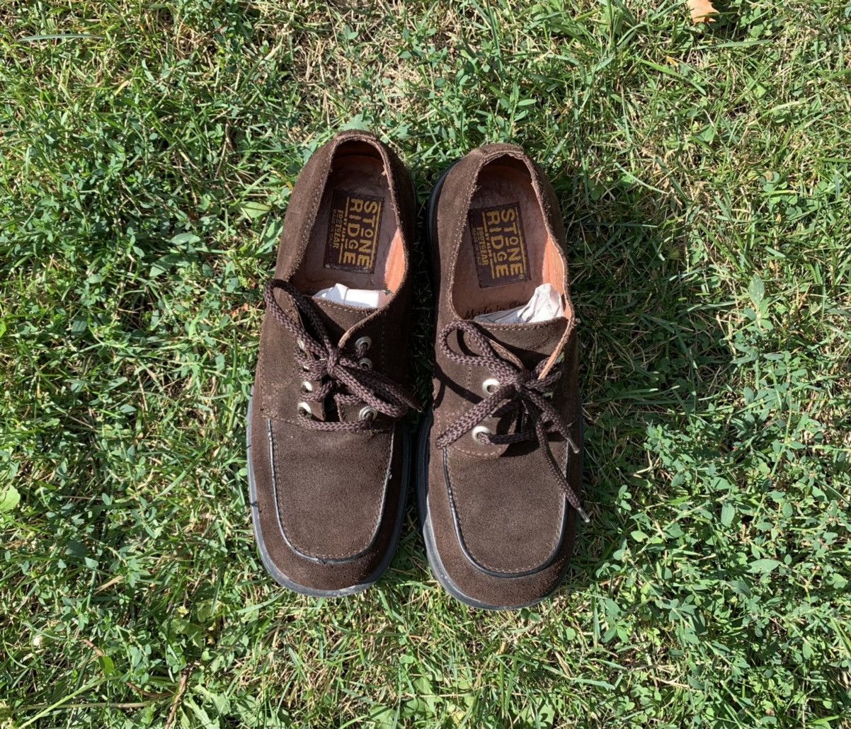 Japanese Brand × Vintage 90s Vintage Brown Suede Heeled Lace Up Platform Derby Boots Size US 8.5 / EU 41-42 - 14 Thumbnail