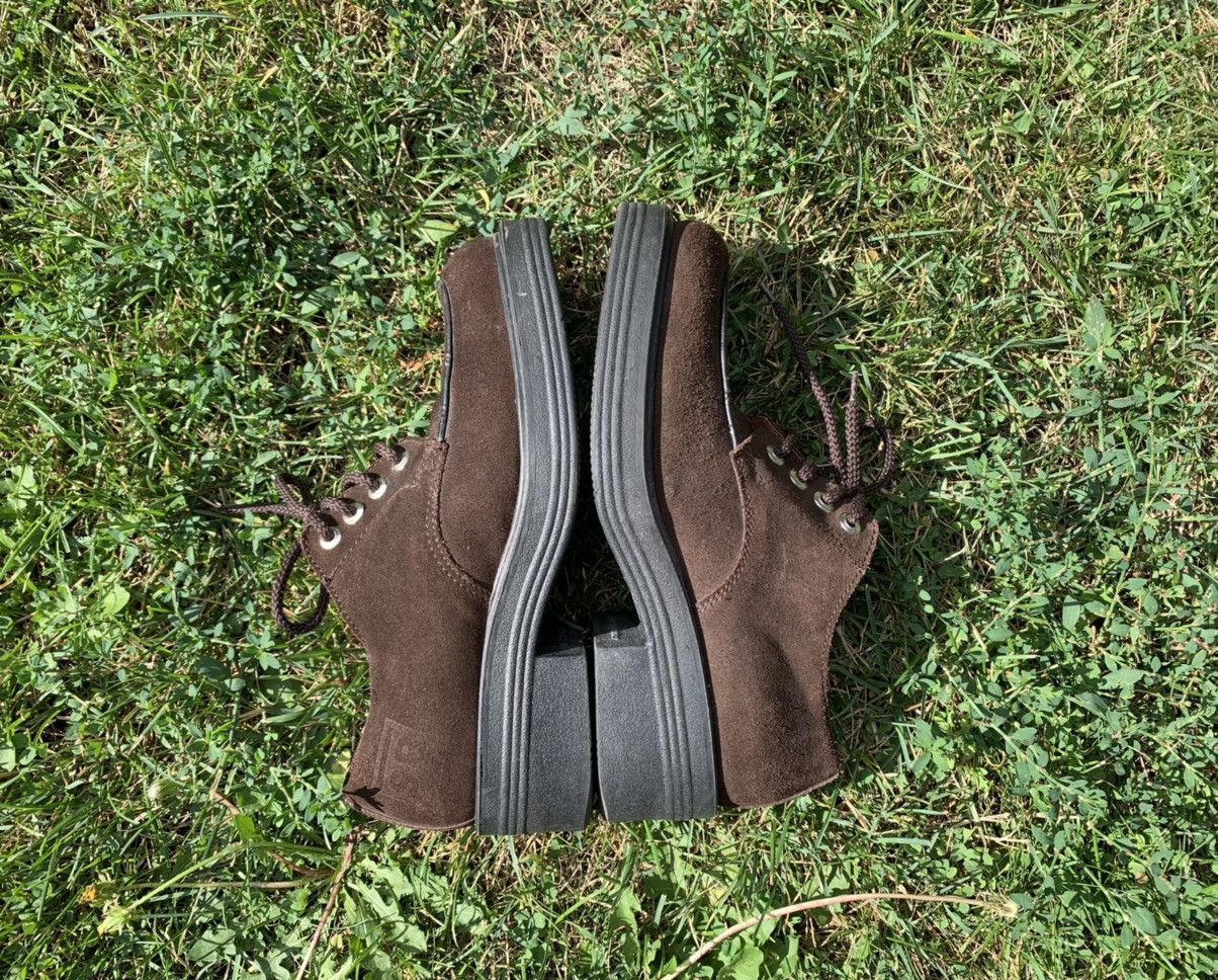 Japanese Brand × Vintage 90s Vintage Brown Suede Heeled Lace Up Platform Derby Boots Size US 8.5 / EU 41-42 - 2 Thumbnail