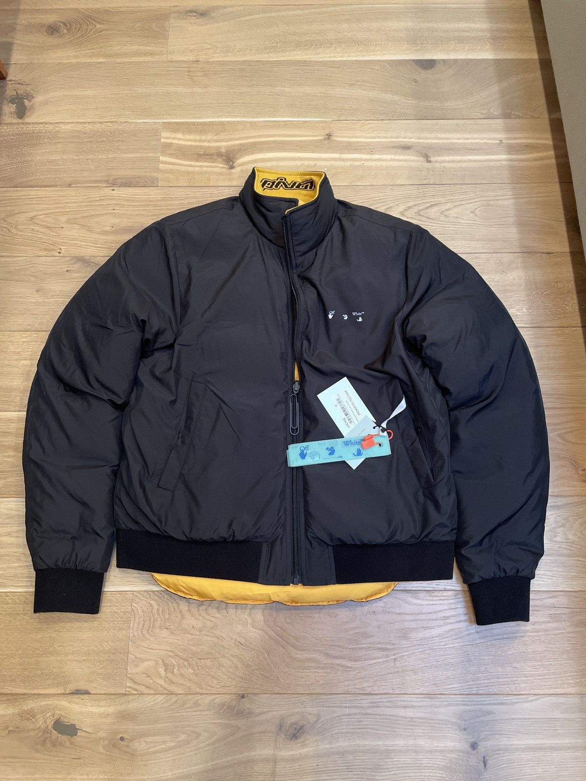 image of Off White Puffer Reverse Jacket in Black, Men's (Size Medium)