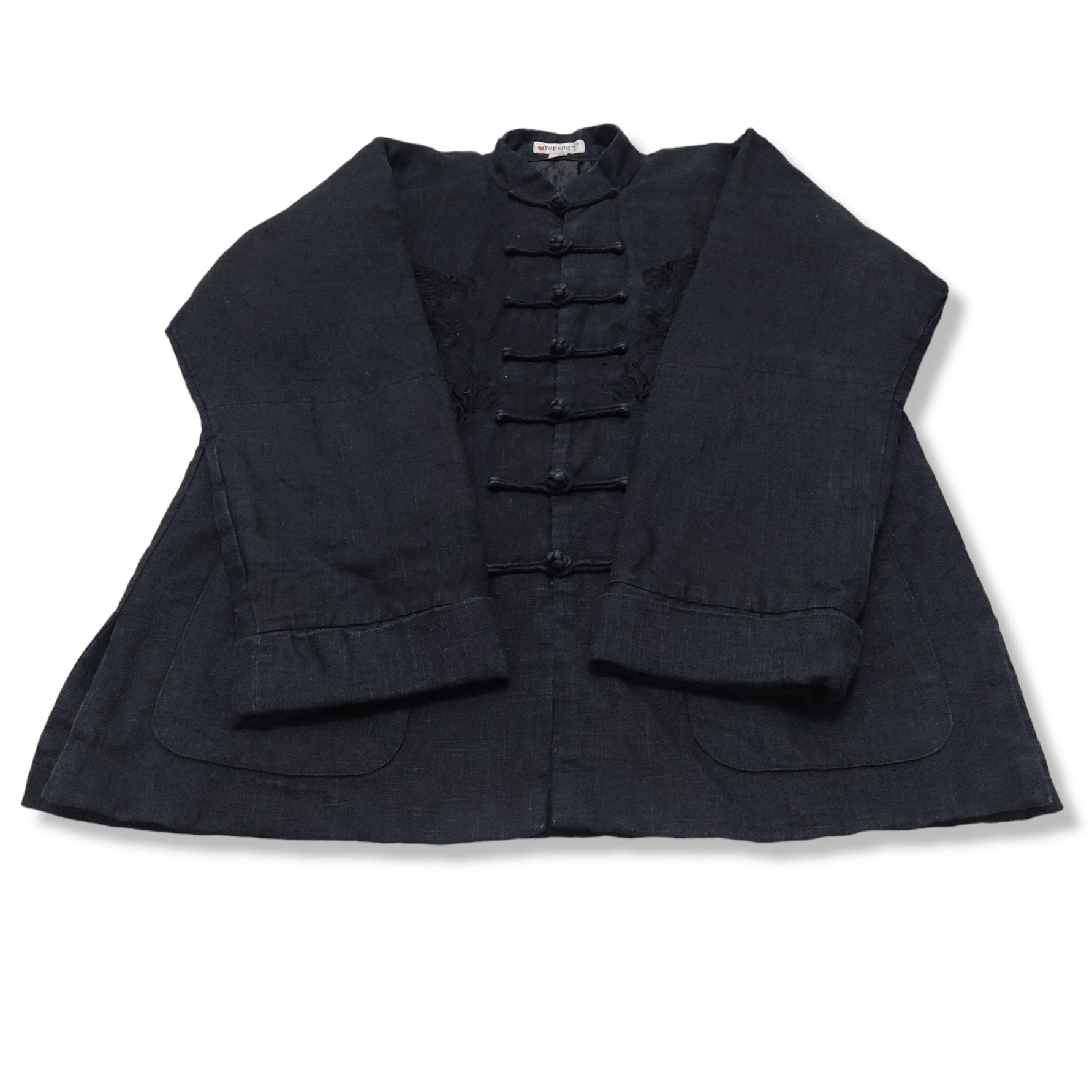 Indigo Indigo Kimono Oriental Dragons Quilted Linen Jacket Size US XL / EU 56 / 4 - 4 Thumbnail