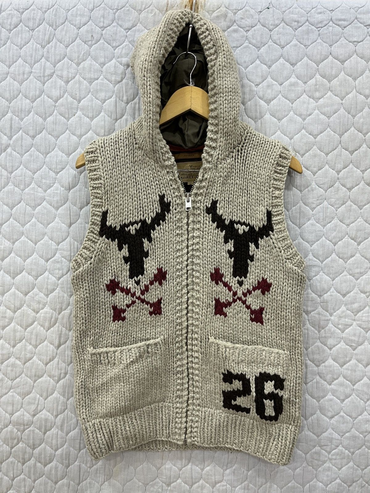Avirex (Pp). VINTAGE AVIREX HOODIE KNITWEAR VEST Size US M / EU 48-50 / 2 - 2 Thumbnail