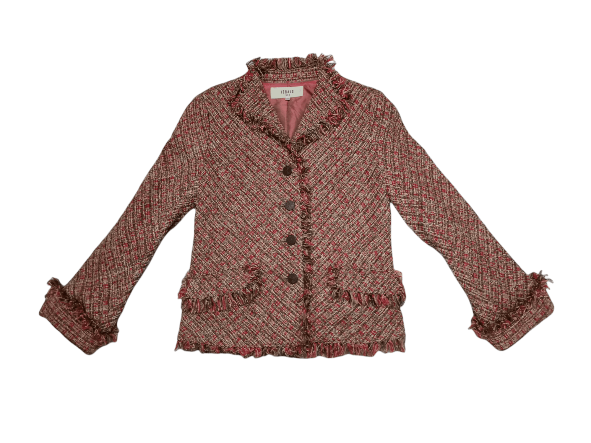 image of Feraud Paris By Louis Feraud Multi Color Tweed Jacket Coat, Men's (Size Small)