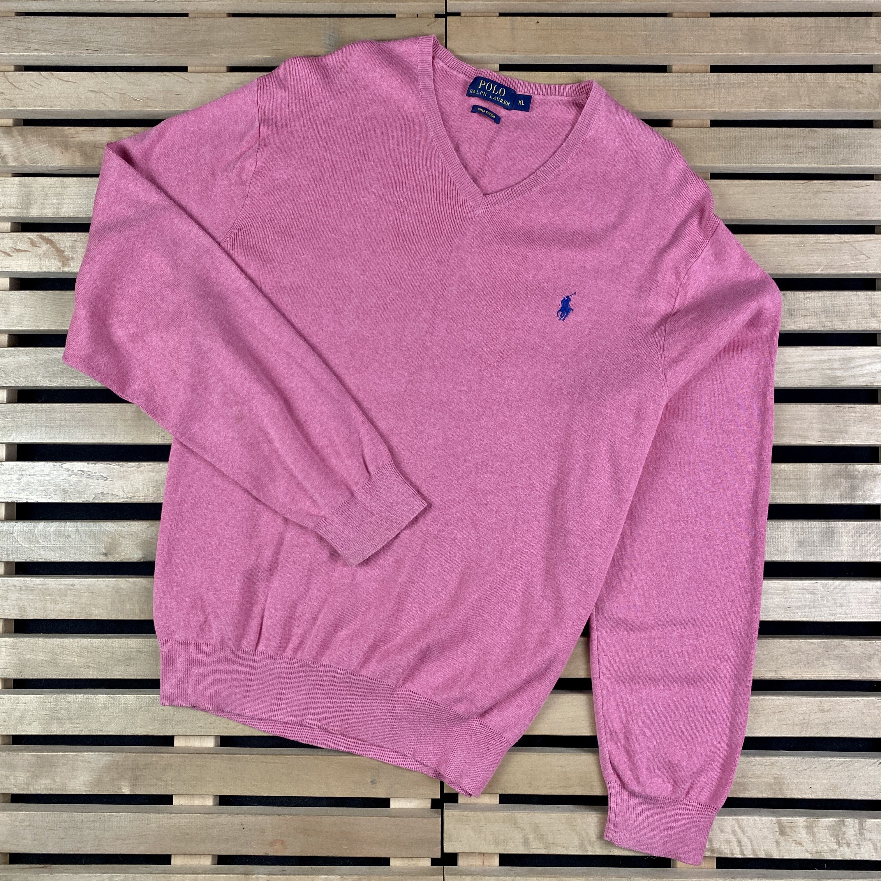 Polo Ralph Lauren × Ralph Lauren Mens Jumper Polo Ralph Lauren V Neck Size XL Pima Cotton Size US XL / EU 56 / 4 - 1 Thumbnail