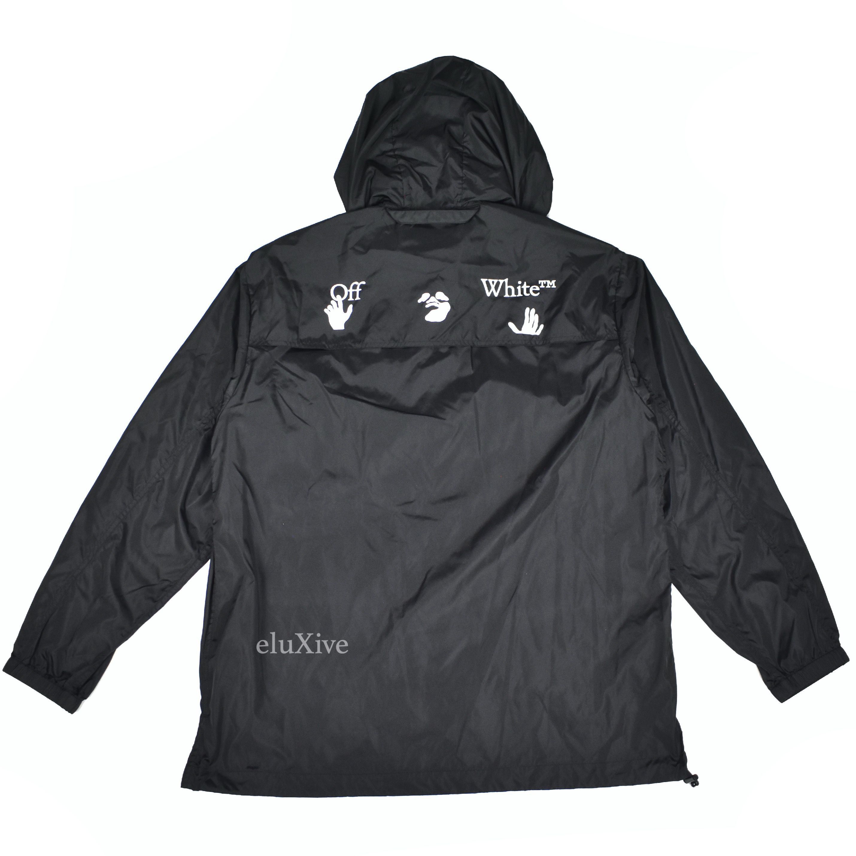 Off-White Off White Black Nylon Logo Print Rain Jacket NWT Size US M / EU 48-50 / 2 - 2 Thumbnail