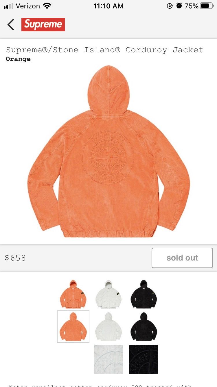 Supreme Stone Island Corduroy Jacket | Grailed