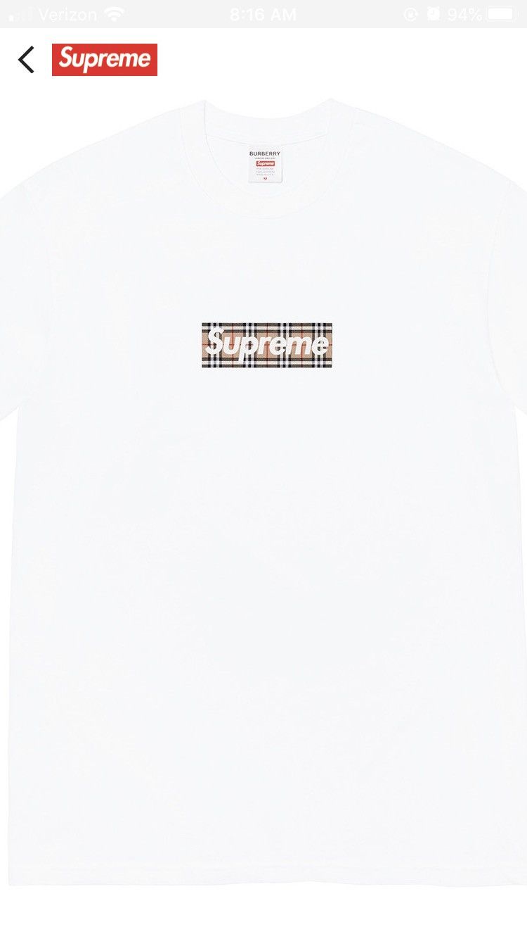 Burberry × Supreme Supreme x Burberry Box Logo Tee Size US S / EU 44-46 / 1 - 2 Thumbnail