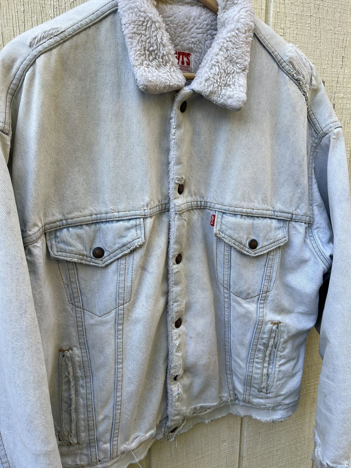 Levi's Vintage Distressed Sherpa Jacket Size US L / EU 52-54 / 3 - 3 Thumbnail