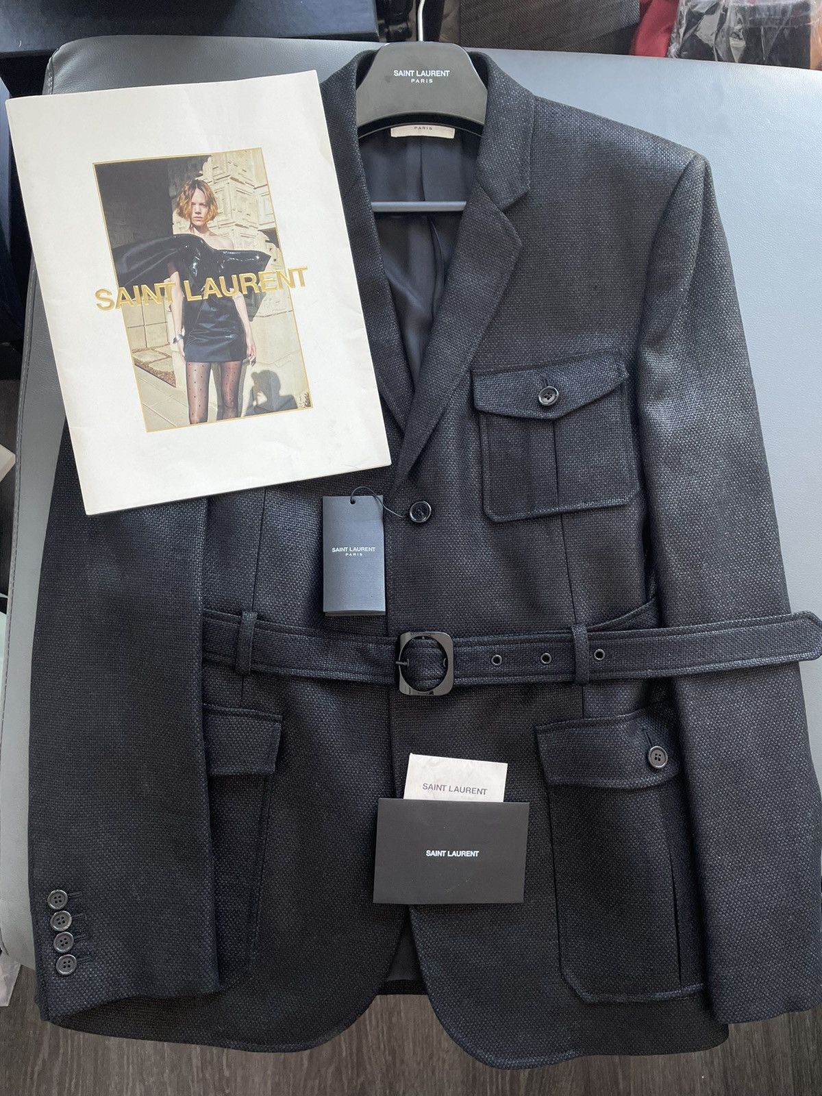 Hedi Slimane × Saint Laurent Paris × Yves Saint Laurent $4,100 Value Sold Out Super Runway Tweed Blazer Coat Jacket Size US L / EU 52-54 / 3 - 7 Thumbnail